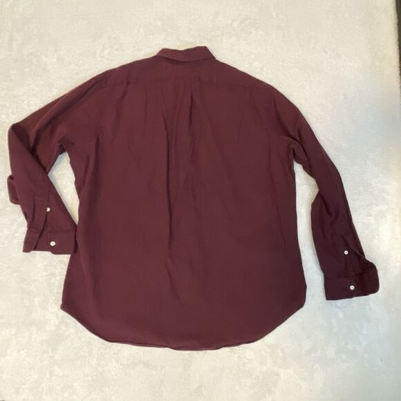 Ralph Lauren Classic Fit Mens Shirt Long Sleeve Button Silk Cotton XL Red Maroon - Picture 7 of 10